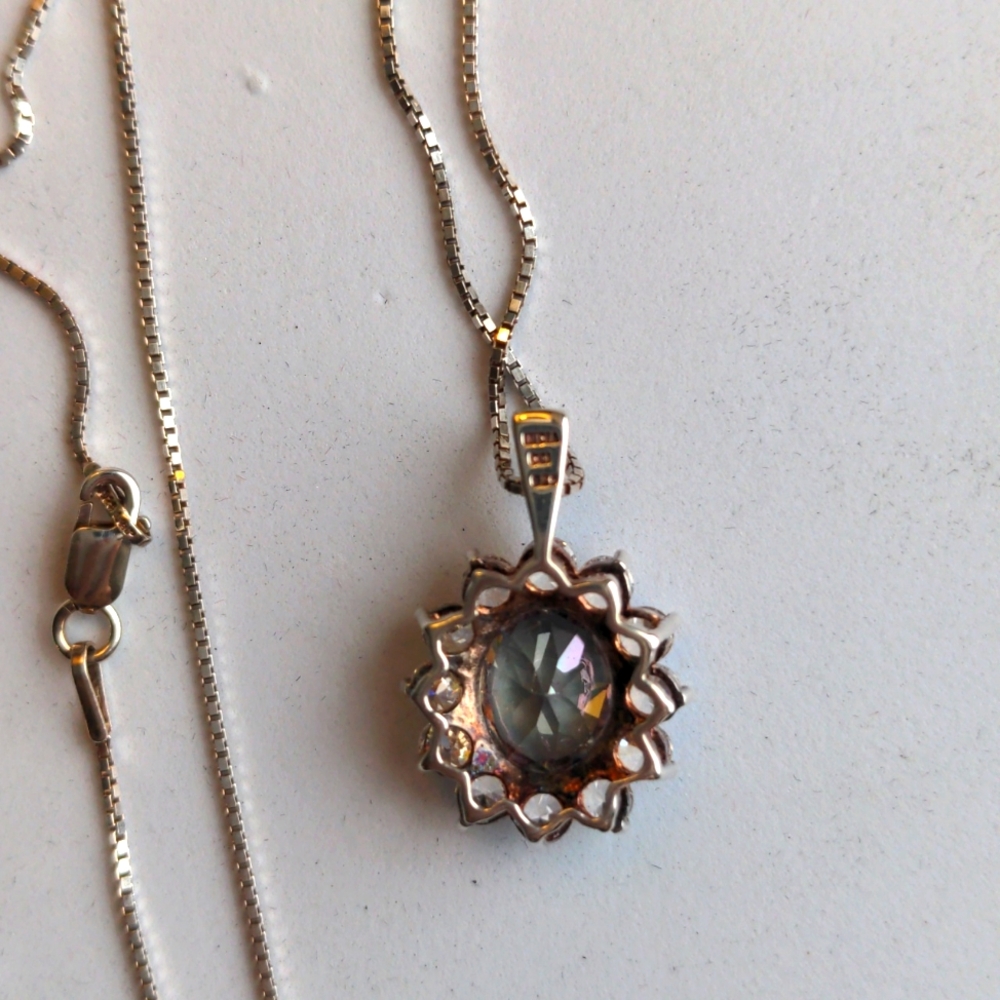 New QVC Mystic Quartz pendant necklace. Solid Sterling. 20" chain Gift box - Picture 3 of 7